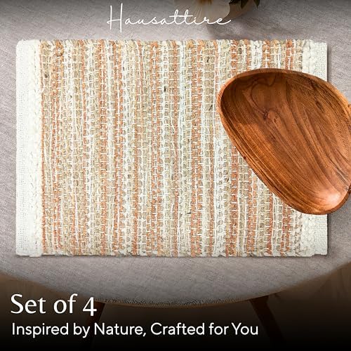 Hausattire Woven Table Placemats Set of 4 - Rust, Jute Boho Outdoor Table Mats for Kitchen Dining Decoration | Easy Clean Heat Resistant Farmhouse Dinner Spring Easter Placemat - 13x19 Inch - Image 7