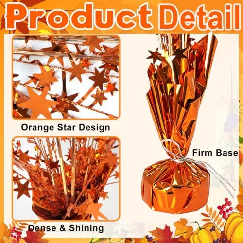 FUBININA 6 Pack Fall Table Centerpiece Autumn Party Decoration Metallic Gleam Foil Spray Star Centerpiece Glitter Decor for Thanksgiving Harvest Seasonal Event Halloween Holiday,Orange - Image 4