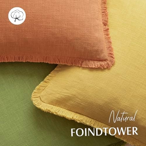 Foindtower Decorative Linen Fringe Throw Pillow Covers 20×20 Dusty Orange - Image 4