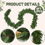 6FT 1Pcs Prelit Realistic Faux Norfolk Pine Garland for Christmas Decor - Image 2