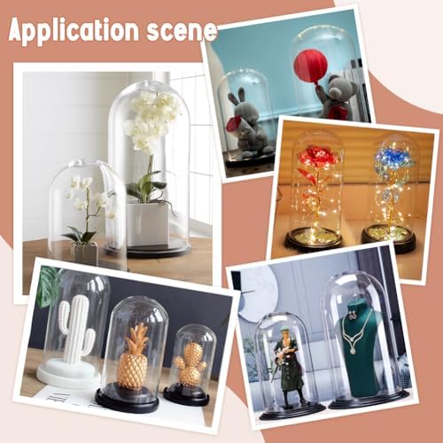 UNICRAFTALE Clear Cloche Glass Dome with Base 12 Inch High Handmade Glass Cloche Antique Collectibles Decorative Bell Jar for Succulents Plants Medals Photos Fairy Lights Table Decor - Image 5