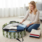 Sage Green Ripple Round Storage Bag 36 Inch, Abstract Gradient Watercolor Modern Clothes Storage Container with Handles Heavy Duty Organizer for Comforter, Bedding & Holiday Wreaths - Image 3