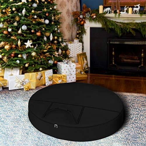 Covers & All Christmas Wreath Storage Bag 18 Oz with Carrying Handle & Dual Zipper - 100% Water Resistant Durable Material Storage Bag - Holiday Xmas Tear Resistant Bag (20" Dia x 7" H, Black) by CoversAll