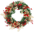 Christmas Wreaths for Front Door Decor Flower, 22" Winter Poinsettia by Culudea