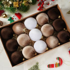 Christmas Tree Ornaments Velvet Balls, 15 Pack 3.15 Inch Shatterproof Neutral Hanging Ornaments for Christmas Xmas Decoration Indoor Holiday Decorations - Image 2