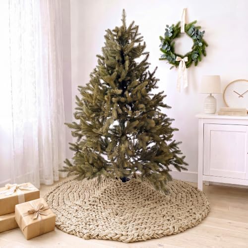 Shappy Khaki 48 Inch Chunky Knit Christmas Tree Skirt Crochet Tree Skirt - Image 5