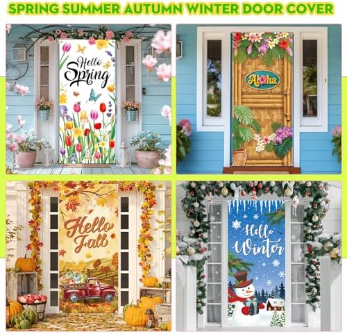 Preboun 12 Pcs Fall Decorations Door Cover for Front Door Seasonal Set - Image 7