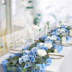 2 Pack Artificial Peony Flower Garland - 6ft Silk Peony Eucalyptus Garland Flower Vine Blue and White Peony Silk Roses Flowers for Wedding Arch Party Table Decor (Blue) - Image 2