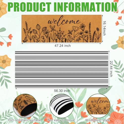 Tinideya 2 Pcs Large Wildflowers Layered Doormat Floral Front Door Mat - Image 2