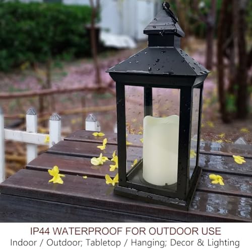 2-Pack 14" Candle Lanterns Outdoor Waterproof Decorative Flickering Lights with Timer - Cool White Decorative Indoor LED Lanterns Battery Operated - Image 5