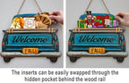 Interchangeable Welcome Sign for Front Door Blue Farmhouse Truck Decor Hanging Sign with 11 Interchangeable Seasonal and Holiday Decor Signs 12x14 in. (Blue Farmhouse Truck) - Image 3