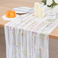 BINBE 6pcs Ivory Florals Table Runner Embroidery Gauze 10FT Daisy Seasonal Tulle Birthday Wedding Holiday Kitchen Dining Table Decor for Home Party by BINBE