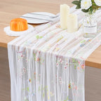 BINBE 6pcs Ivory Florals Table Runner Embroidery Gauze 10FT Daisy Seasonal Tulle Birthday Wedding Holiday Kitchen Dining Table Decor for Home Party by BINBE