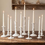 Mumufy Matte Candlestick Holders, Metal Wedding Taper Candle Holders Vintage Candles Stand Set, Candle Stick Decor for Mantel Table Centerpiece Wedding Dining Table Decor Mantelpiece(White,10 Pcs) by Mumufy