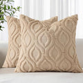 decorUhome Faux Fur Soft Light Khaki Throw Pillow Covers 24x24 Set of 2 by decorUhome
