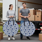 36 Inch Round Storage Bag 1 Pack,Retro Pastoral Flowers Waterproof Wreath Storage Container with Handles&Zipper Classic Country Blue Floral Closet Organizer Bags Garland Box - Image 4