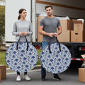 24 Inch Round Storage Bag 2 Pack,Retro Pastoral Flowers Waterproof Wreath Storage Container with Handles&Zipper Classic Country Blue Floral Closet Organizer Bags Garland Box by Unknown