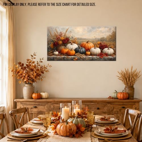 WAXWHELK Pumpkin Fall Canvas Wall Art, Autumn Thanksgiving Harvest Painting Pictures Rustic Farmhouse Artwork for Kitchen Living Room Bedroom Home Decor (16"x32") - Image 4