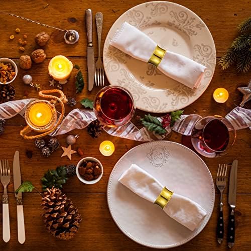 Hotop 48 Pcs Gold Napkin Rings Bulk, Metal Napkin Holder Rings - Image 3