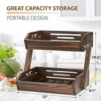 Large Capacity 2-Tier Wooden Fruit Basket, Durable Acacia Wood, 10.5" Tall, Spacious for Produce, Vegetables, Bread Storage and Home Kitchen Countertop - Image 4