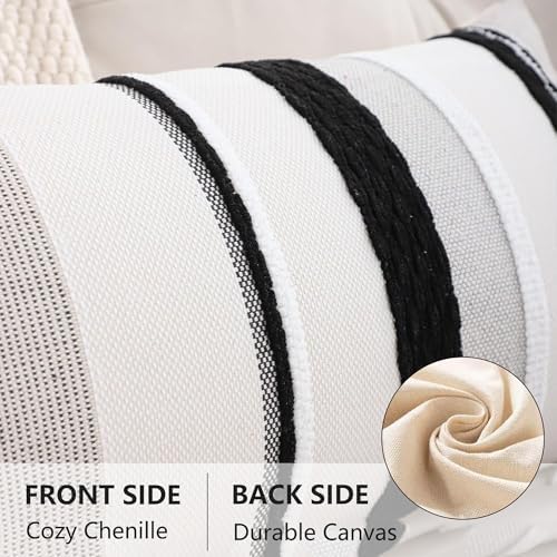 14x36 inch Lumbar Pillow Cover Boho Decor Black White - Image 2