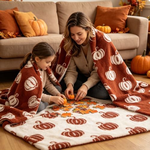 JarThenaAMCS Fall Blanket Football Pumpkin Throw Blanket Brown Reversible Soft Cozy Blankets for Autumn Thanksgiving Tailgate Party Football Season Decor, 50 x 60 Inch - Image 6