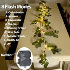 6.56FT Eucalyptus Garland with Lights 96 LEDs 8 Modes Battery Operated with Timer Faux Twig Vine Lights Spring Greenery Garlands for Mantle Fireplace Wall Table Stairs Wedding Party Bedroom Home Decor - Image 4
