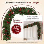 Xmas Cabinet Ball Berry Garland Decorations, 9ft - Image 2