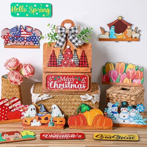 GlikCeil 37 Pcs Interchangeable Seasonal Decor Farmhouse Breadboard - Image 5