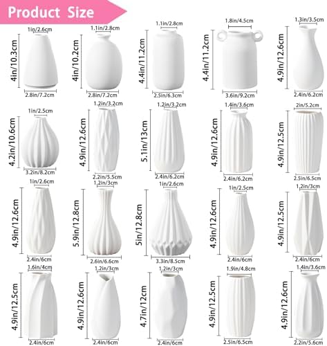 5'' White Ceramic Bud Vases Set of 20,Small Vases in Bulk for Flowers,Mini Vases for Centerpieces,Modern for Floral and Pampas Grass,Boho for Wedding,Party,Table Home Decor - Image 2
