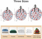 Independence Day Round Storage Bag 24 Inch, American Flags Blue Red Stars Memorial Day Clothes Storage Container with Handles Heavy Duty Organizer for Comforter, Bedding & Holiday Wreaths - Image 7