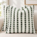 decorUhome Chenille Tufted Stripe Throw Pillow Covers 20x20 Set of 2 Green by decorUhome