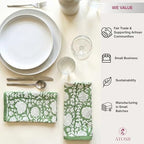 ATOSII Shalimar Green 100% Cotton Fall Cloth Designer Dinner Napkins, Handblock Print, Washable Durable Linen for Everyday Use Wedding Parties Outdoors Christmas I 20 X 20 Inches I Set of 4 - Image 5