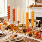 6 Pcs Pumpkin Taper Candles Fall Halloween Smokeless Tapered Candles 7.16'' - Image 4