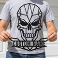 Personalized Skull Metal Sign, Custom Name Garage Decor, Geometric Wall Art by OWFCBEI