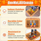Tinideya 2 Pcs Thanksgiving Welcome Doormat 23x35 in Layered Buffalo Plaid Carpet Coquette Nonslip Fall Orange Turkey Bathroom Coir Mats for Entrance Porch Indoor Outside Home Decor Gift Supplies - Image 4