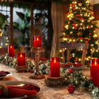 Homemory Christmas Red Flickering Flameless Candles, Battery Operated Acrylic LED Pillar Candles with Remote Control and Timer, Set of 9 - Image 4