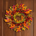 22 Inch Berry Branches Fall Wreath for Front Door Outside with Red Berries by Montekin