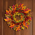 22 Inch Berry Branches Fall Wreath for Front Door Outside with Red Berries by Montekin