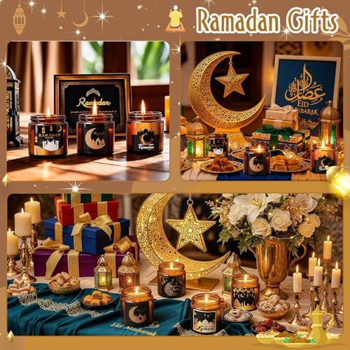 Lyrow 12 Pcs Ramadan Gifts for Women Men Ramadan Mubarak Candles 3.5 oz Scented Soy Wax Candle Islamic Muslim Candles Islamic Party Favors Gifts for Home Muslim Islam Festival Decor (Black Gold) - Image 5