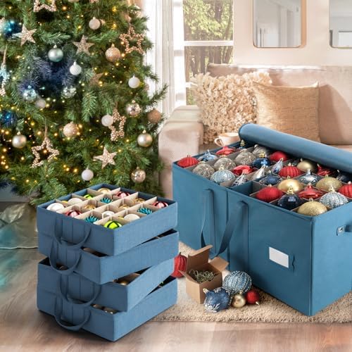 Hearth & Harbor Large Christmas Ornament Storage Box With Adjustable Dividers - Ornament Storage Container For 128 Holiday Ornaments or Decorations - Image 5