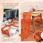 18 Pack Cheesecloth Table Runner 10FT Orange Table Runner Boho Gauze Cheese Cloth Table Runners Long Rustic Sheer Table Decorations for Wedding Party Baby Bridal Shower Birthday Holiday Home - Image 5