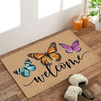 Butterfly Coco Coir Doormat Door Welcome Mat for Home Entrance Front Door, Summer Rustic Farmhouse Butterfly Welcome Floor Mats for Outdoor Outside Entryway 30x17 Inch - Image 2