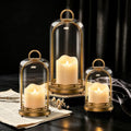 Candle Holder with Flameless Candles & Glass Dome, Set of 3 by ATEMANS