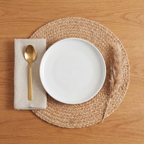 Eco Crave Natural Jute Placemats Set of 6, Round Woven Table Mats, 13 Inch Rattan Charger Plates for Dinner, Boho Farmhouse Braided Place Mats - Image 2