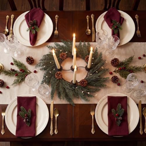 Yinder Cypress Leaves Wreath 14" 5-Hole Gold Centerpiece - Image 2