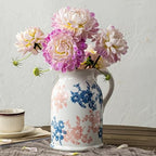 Pink Blue and White Pitcher Vase, 8 Inch Vintage Chinoiserie Ceramic Flower Vase, Rustic Retro Ice Cracked Antique Porcelain Vases for Home Farmhouse Table Centerpieces Shelf Decor ﻿ by Unknown