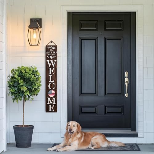 Personalized Welcome Sign for Front Door, Custom Welcome Sign for Porch Outdoor Welcome Home Decorations, 48"x8" PVC Sign (Design 7) - Image 7
