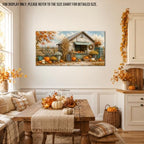 WAXWHELK Fall Canvas Wall Art, Autumn Rustic Farmhouse Painting Pictures of Farm Fresh Stand with Pumpkins and Mums, Thanksgiving Artwork for Living Room Bedroom Home Decor, (20"x40") - Image 3