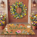 Tingjoo 2 Pcs Summer Floral Door Mat and Wreaths for Front Door by Tingjoo